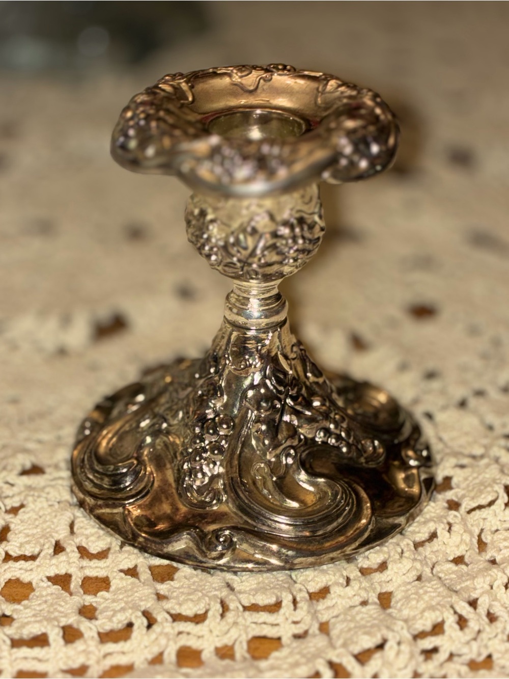 Godinger Vintage Silver Plated Ornate Candle Holder